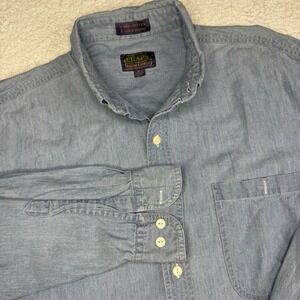 VTG 90s Ralph Lauren Chaps Mens Large 16.5 35 Button Down Denim Chambray Shirt